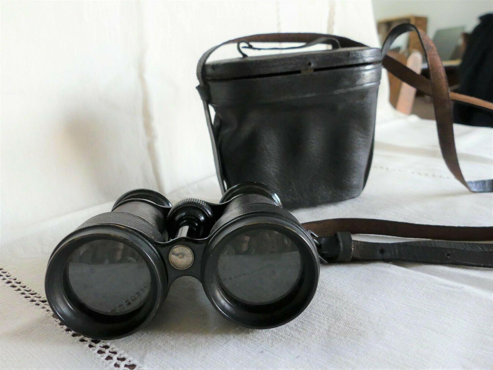 ancienne paire jumelle boussole loupe telescopique housse