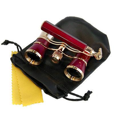 opera glasses burgundy gold with handle