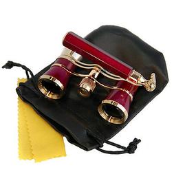 HQRP Opera Glasses Burgundy / Gold with Handle
