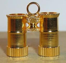 superbe FEVE PENDENTIF MINIATURE METAL LAITON 3D JUMELLES